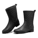 HISEA Women Rain Boots Mid Calf Waterproof Rainboots Garden MUD Farm - Black - Like New