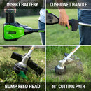 Greenworks PRO 16" 80V Cordless String Trimmer Battery Not Included - Green Like New