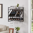 HOMBAZAAR Wall Mounted Wine Rack Display Shelf Industrial Wine Racks - Brown - Like New
