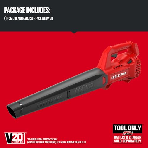 CRAFTSMAN V20 CORDLESS LEAF BLOWER, HARD SURFACE, BARE TOOL, CMCBL710B - RED - Like New