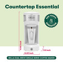 BELLA DUAL BREW SINGLE SERVE COFFEE MAKER K-CUP COMPATIBLE 17647 14oz - WHITE - Like New
