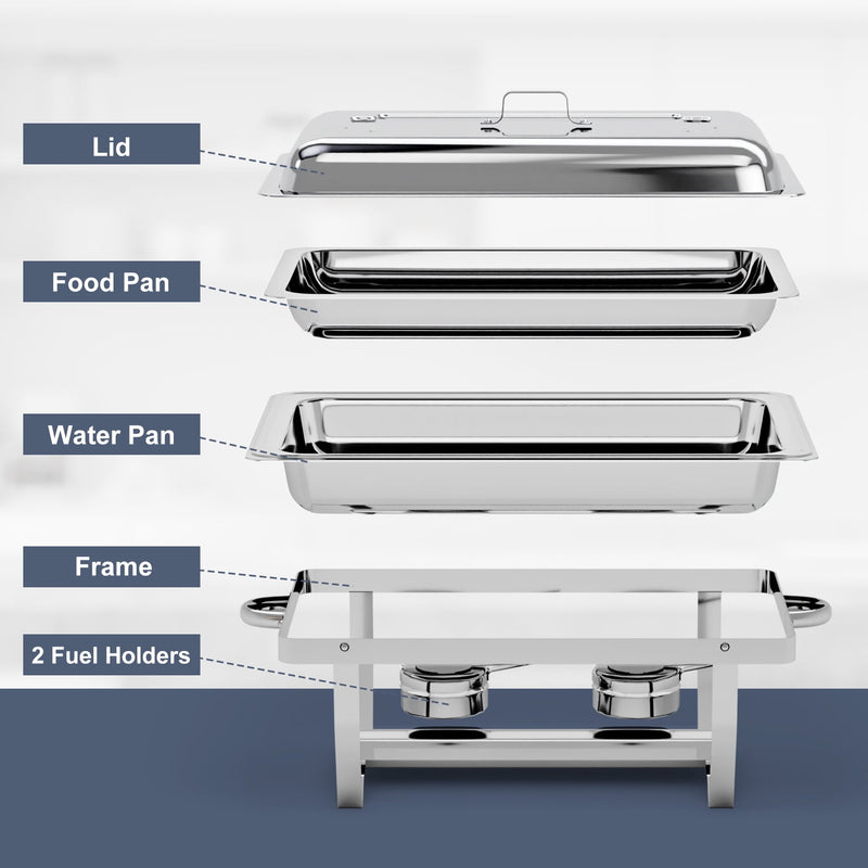 BLUEBOW 4 PACK CHAFING DISHES FOR BUFFET SET - SILVER - Like New