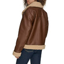 LEVI'S WOMEN'S FAUX LEATHER SHERPA LINED MOTO JACKET SIZE M - BROWN - Brand New