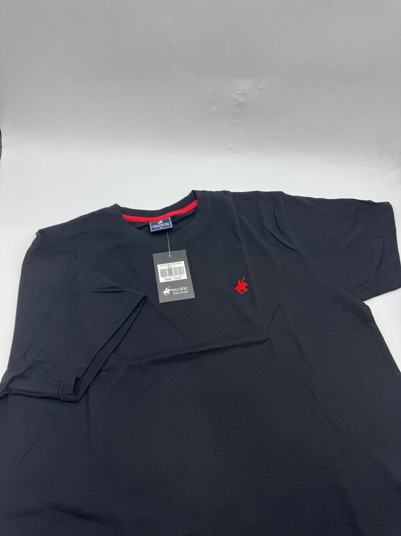 PACIFIC POLO CLUB BLACK SOLID CREWNECK T-SHIRT - SIZE: MEN L - BLACK - Brand New