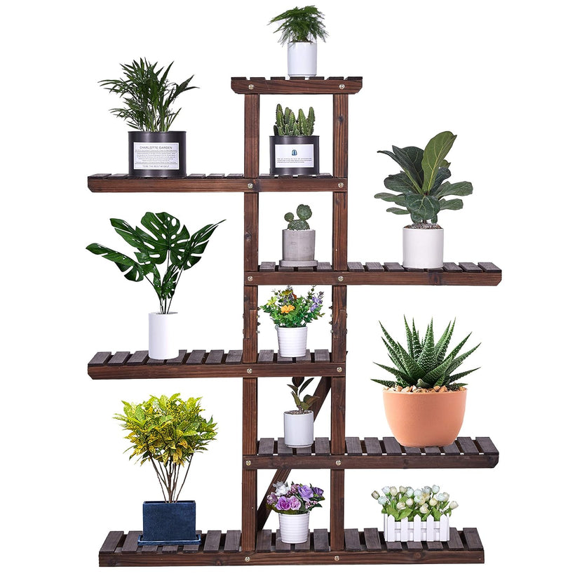 AMERLIFE - WOODEN PLANT STAND FLOWER RACK 6 TIER (48 INCH) - FIR WOOD Like New