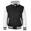FORMAKER HOODED VARSITY JACKET W/ DETACHABLE HOOD - SIZE: MEN S - BLACK/WHITE - Brand New