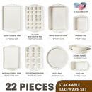 Kikcoin 22 PCS Nonstick Baking Pans Set, Stackable Bakeware, Silicone Handles - Like New