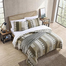 EDDIE BAUER FAIRVIEW 3-PIECE Cotton Full/Queen Quilt Set - Plaid Brown - Like New