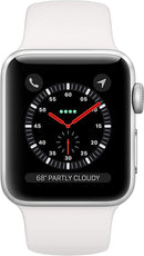 Apple Watch 3 GPS Cellular 38MM Silver Aluminum Case with White Sport Band - Like New