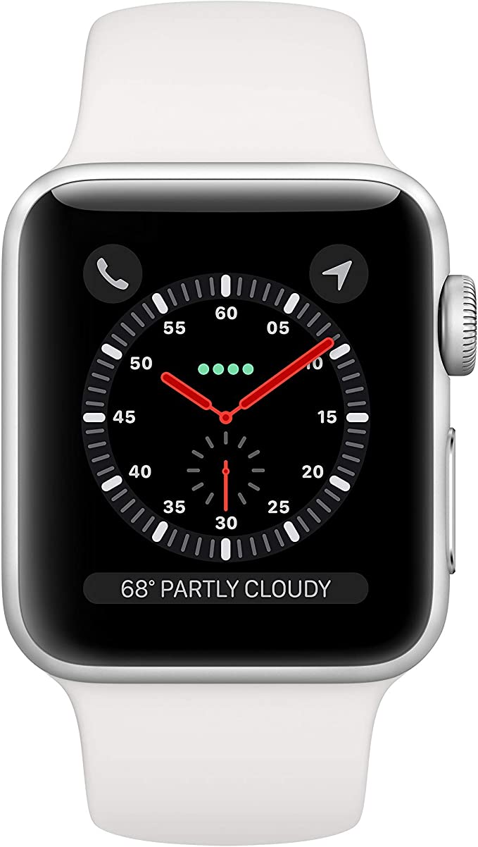 Apple Watch 3 GPS Cellular 38MM Silver Aluminum Case with White Sport Band - Like New