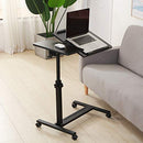 TIGERDAD OVER BED TABLE WHEELS ADJUSTABLE ROLLING LAPTOP TABLE QQ-8A - BLACK - Like New