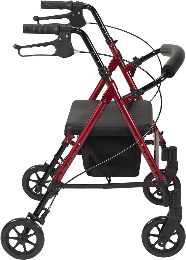 Drive Medical RTL10261RD Foldable Rollator Walker Seat Adjustable Seat - RED Like New