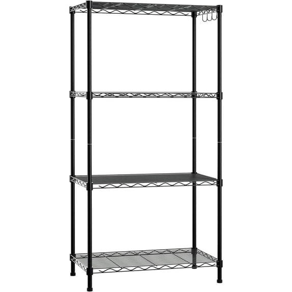 WORKPRO STORAGE SHELVES 4 TIER METAL SHELVING UNIT GARAGE WIRE RACK - BLACK - Like New