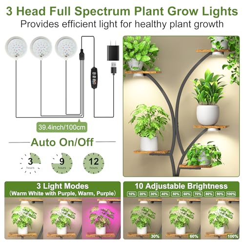 FIRSTNESS PLANT STAND GROW LIGHTS 8 TIER TALL METAL PLANT SHELF CURVED - BLACK - Like New