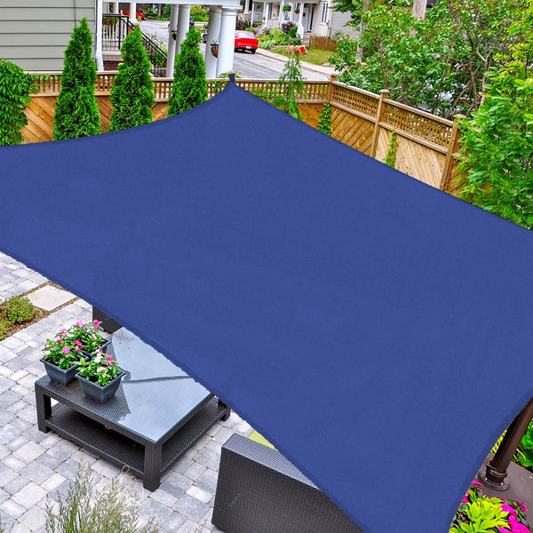 AsterOutdoor Sun Shade Sail Rectangle 8' x 12' UV Block Canopy, Blue - Like New
