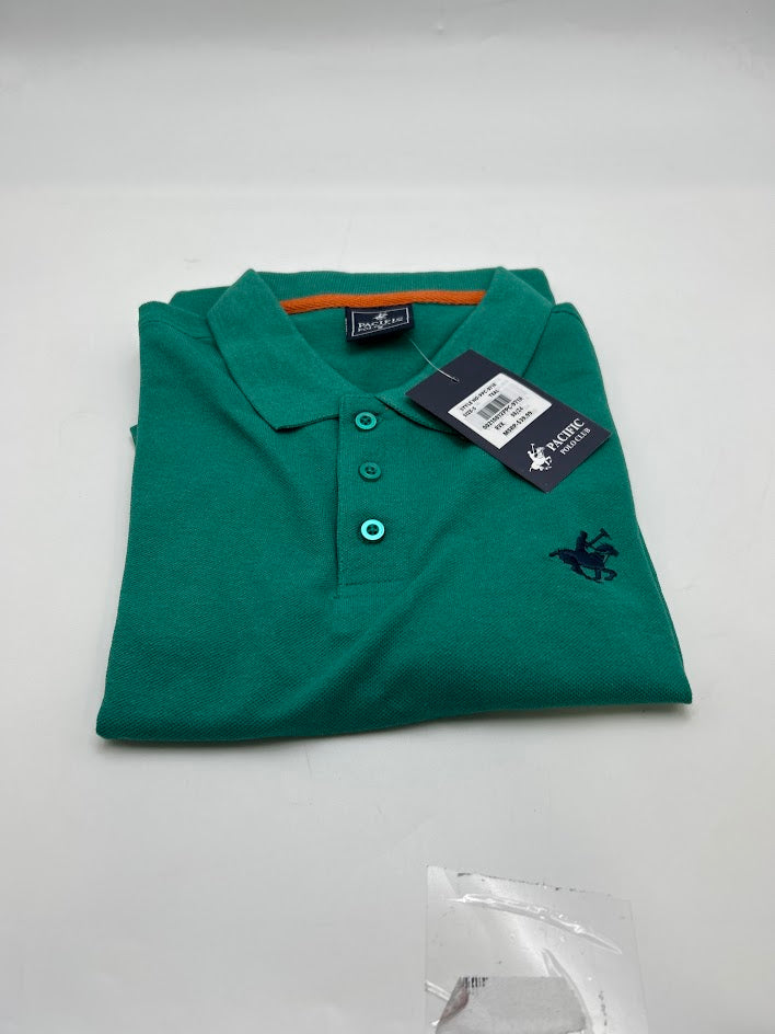PACIFIC POLO CLUB MEN'S SHORT SLEEVE T-SHIRT BUTTONS - SIZE: MEN S - TEAL - Brand New