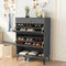 AWQM SHOE CABINET WOODEN FREE STANDING SHOE STORAGE CABINET ENTRYWAY - GREY - Like New