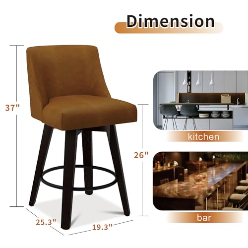 MUUEGM COUNTER HEIGHT BAR STOOLS SWIVEL WITH BACK SET OF 1 - WHISKY - Like New