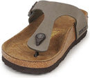 BIRKENSTOCK GIZEH UNISEX LEATHER SANDALS - SIZE: MEN 8 WOMEN 10 - STONE - Like New