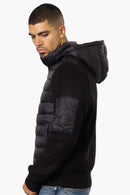 CANADA WEATHER GEAR MEN'S HOODED SWEATER KNIT JACKET, LARGE - BLACK, 305-5160 - Like New