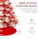 Best Choice Products 15in Ceramic Christmas Tree, 2 Star Toppers - Peppermint - Brand New