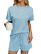 Ekouaer Womens Pajama Sets 2 Piece Pjs Short Sleeve Lounge Set - CLEAR BLUE - XL - Brand New
