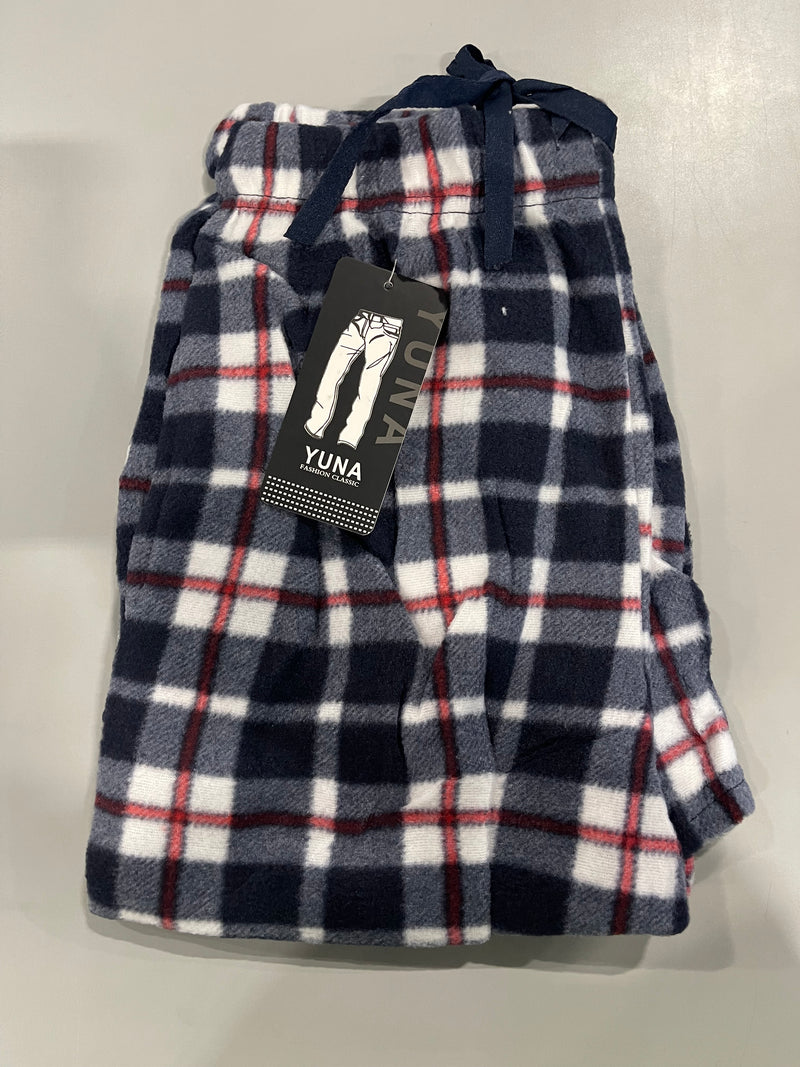YUNA PAJAMA PANTS WOMENS MULTI PLAID MICROFLEECE SUPER - L/XL - BLACK/RED/WHITE - Brand New