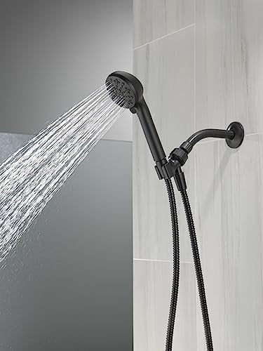 DELTA FAUCET 4-SETTING HANDHELD SHOWER HEAD, BLACK - MATTE BLACK - Like New