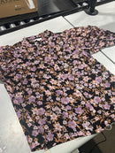CECE WOMANS BLOUSE SHORT SLEEVE BLACK WITH FLOWERS - SIZE: M - BLACK/FLORAL - Like New