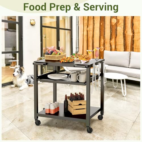 NUUK 30 IN. SOLID STEEL OUTDOOR PIZZA OVEN TABLE STAND, PT200 - BLACK - Like New