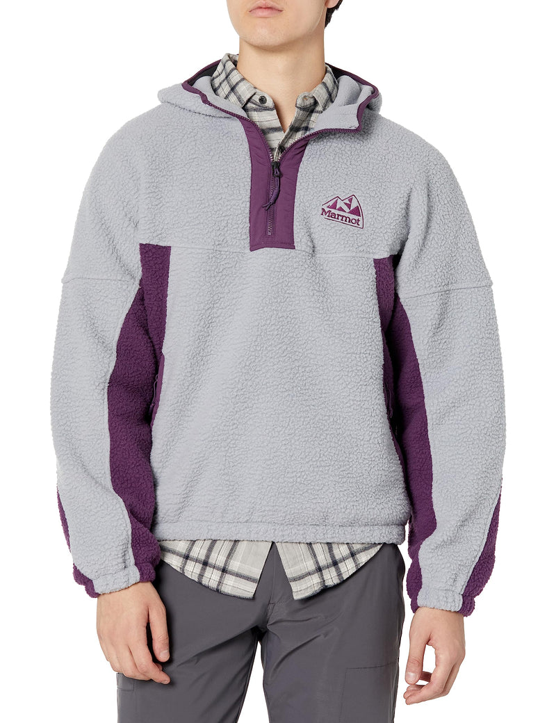 MARMOT Men's Super Aros Fleece Hoody Jacket, Sleet/Purple Fig, Small - Brand New