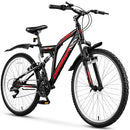 QARSWA 24/26 Mountain Bike 21-Speed Full Suspension MTB Steel Frame - BLACK - Like New