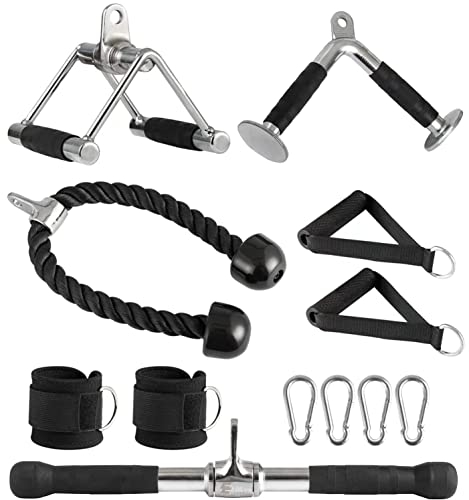 ELEVENS Triceps Pull Down Cable Machine Attachments 7 Piece Set - Scratch & Dent