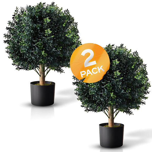 BOTARO TRESIL Set of 2 - Pre-Potted 24" High Ball Shaped Boxwood Topiary- 16" - Like New