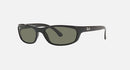 RAY-BAN SUNGLASSES POLISHED BLACK FRAME G-15 GREEN POLARIZED LENSES 57-16-135 3P - Like New