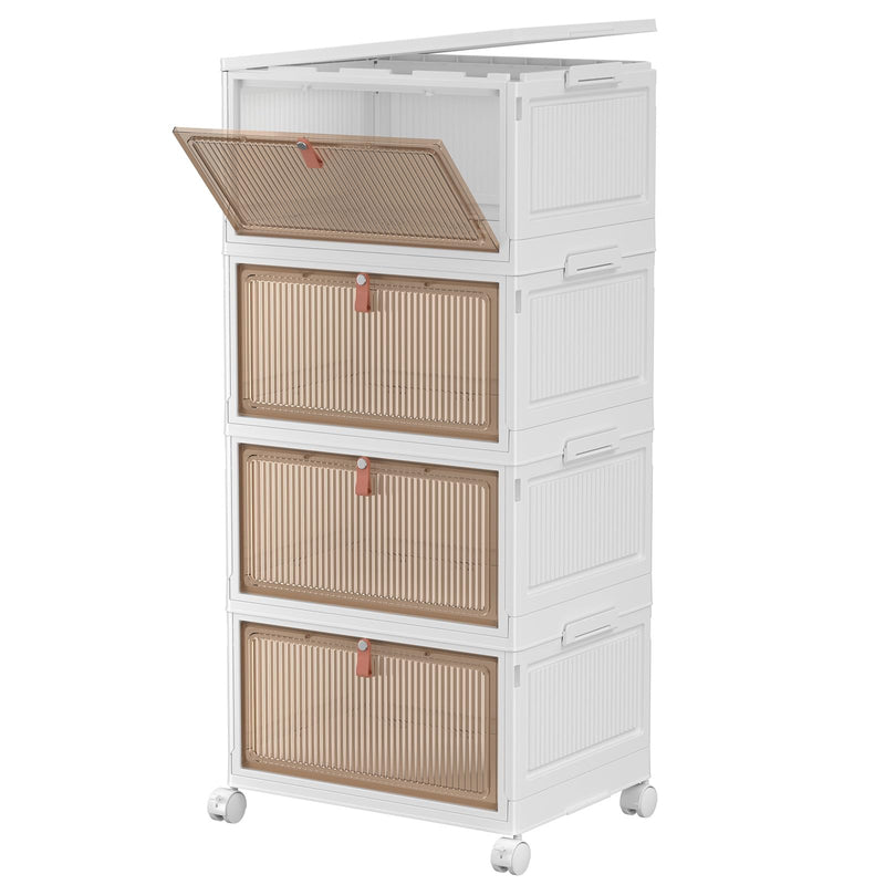 CTSNSLH 4 Tier Plastic Storage Bins and Boxes Organizer - 27Qt Stackable Lids - Like New