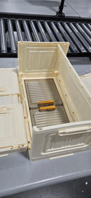 GENERIC COLLAPSIBLE STORAGE BINS, MAGNETIC DOORS, 3-TIER, WHEELS - BRIGHT AMBER - Like New