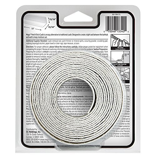 Magic Tub Caulk Strip Create a Tight Seal 1-5/8in x 11 Feet 3016 - White - Brand New