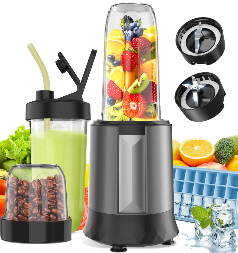 TOAKELI SMOOTHIE BLENDER, 1300 W UPGRADED COMPACT PERSONAL BLENDER - GREY/BLACK - Like New