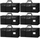 VISVEIL 6 Pack Heavy Duty Moving Bags Padded Wrap Around Handles - Black - Like New