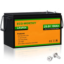 ECO-WORTHY 24V 100AH LIFEPO4 LITHIUM BATTERY BMS 3000+DEEP CYCLES - BALCK/YELLOW - Like New