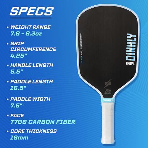 DINKLY RADIAL PRO PICKLEBALL PADDLE, T700 RAW CARBON FIBER - - Scratch & Dent