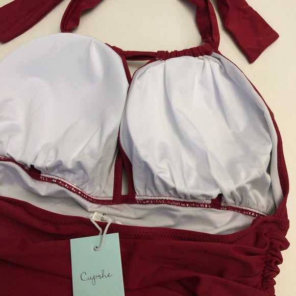 CUPSHE NWT ONE PIECE SWIMSUIT L - BURGUNDY - Like New