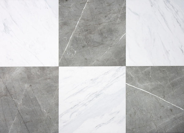 FLOORPOPS X CHRIS LOVES JULIA 12" BY 12" BONNEVILLE GRAY/WHITE MARBLE PEEL STICK - Like New