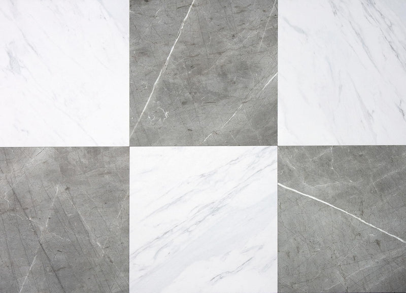 FLOORPOPS X CHRIS LOVES JULIA 12" BY 12" BONNEVILLE GRAY/WHITE MARBLE PEEL STICK - Like New