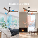 OUATER 52" Wood Ceiling Fans, 3 Color Light, 6 Speed, DC Motor, Walnut Black - Like New
