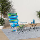 RIO BEACH WIDE BIG BOY 4-POSITION BACKPACK BEACH CHAIR WITH PILLOW STRIPE - Like New