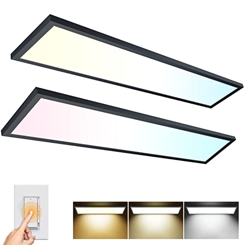AIKVSXER MC-BP14F-50KDN 2PACK 1x4 LED Flat Panel Light, 5500LM 50W, 120V Black - Like New
