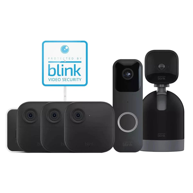 BLINK WHOLE HOME SECURITY CAMERA DOORBELL SYSTEM BUNDLE 5 CAMERAS - BLACK - Like New
