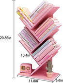 Tree Bookshelf 4-Layer Floor Standing Bookshelf Can Hold Books Magazines Pink - Like New